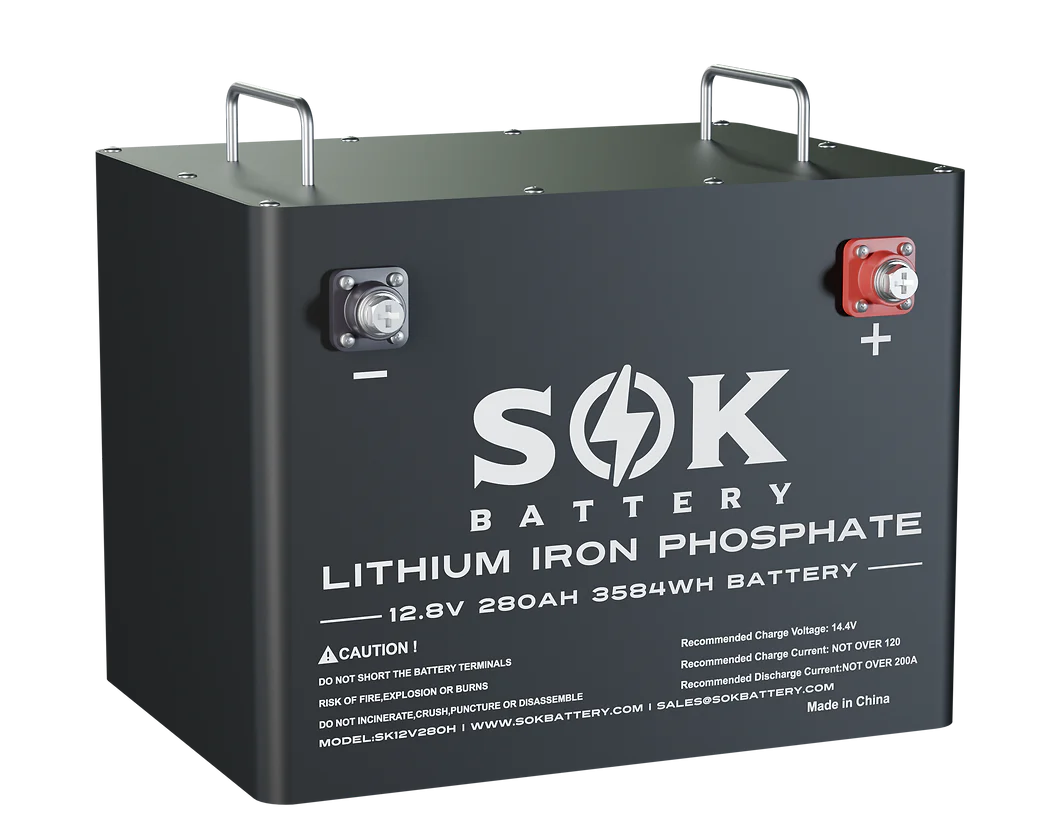 SOK 280Ah | SK12V280H 12Volt LiFePO4 Battery, Metal Case. Built-in Heater