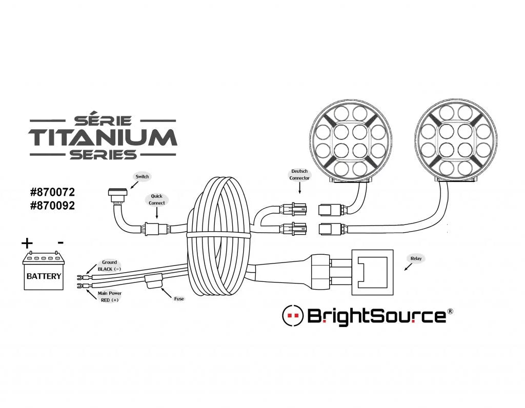 BrightSource - 9″ Titanium E-Marked Driving Light Kit