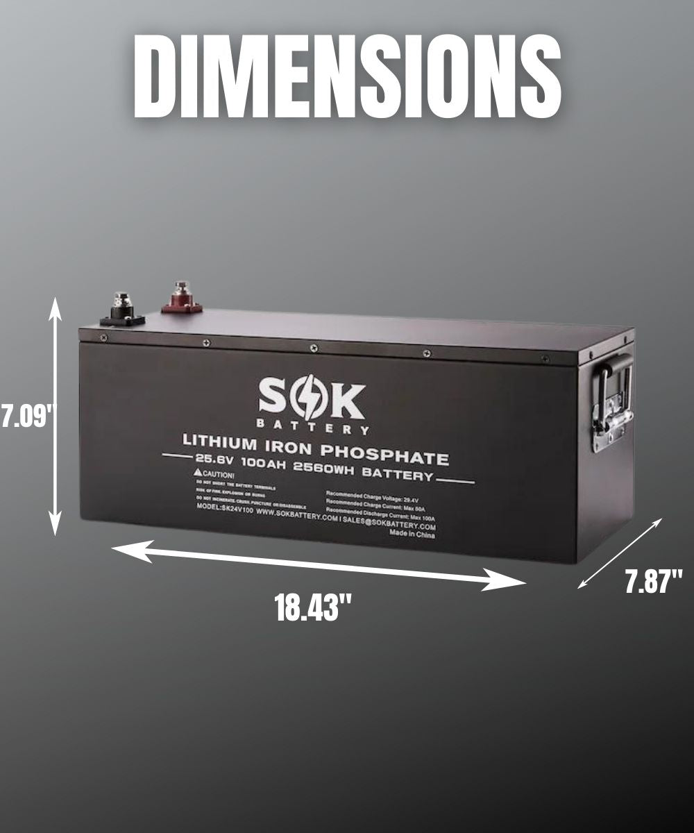 SOK 100Ah | SK24V100 24Volt LiFePO4 Battery, Metal Case. Non-Heated