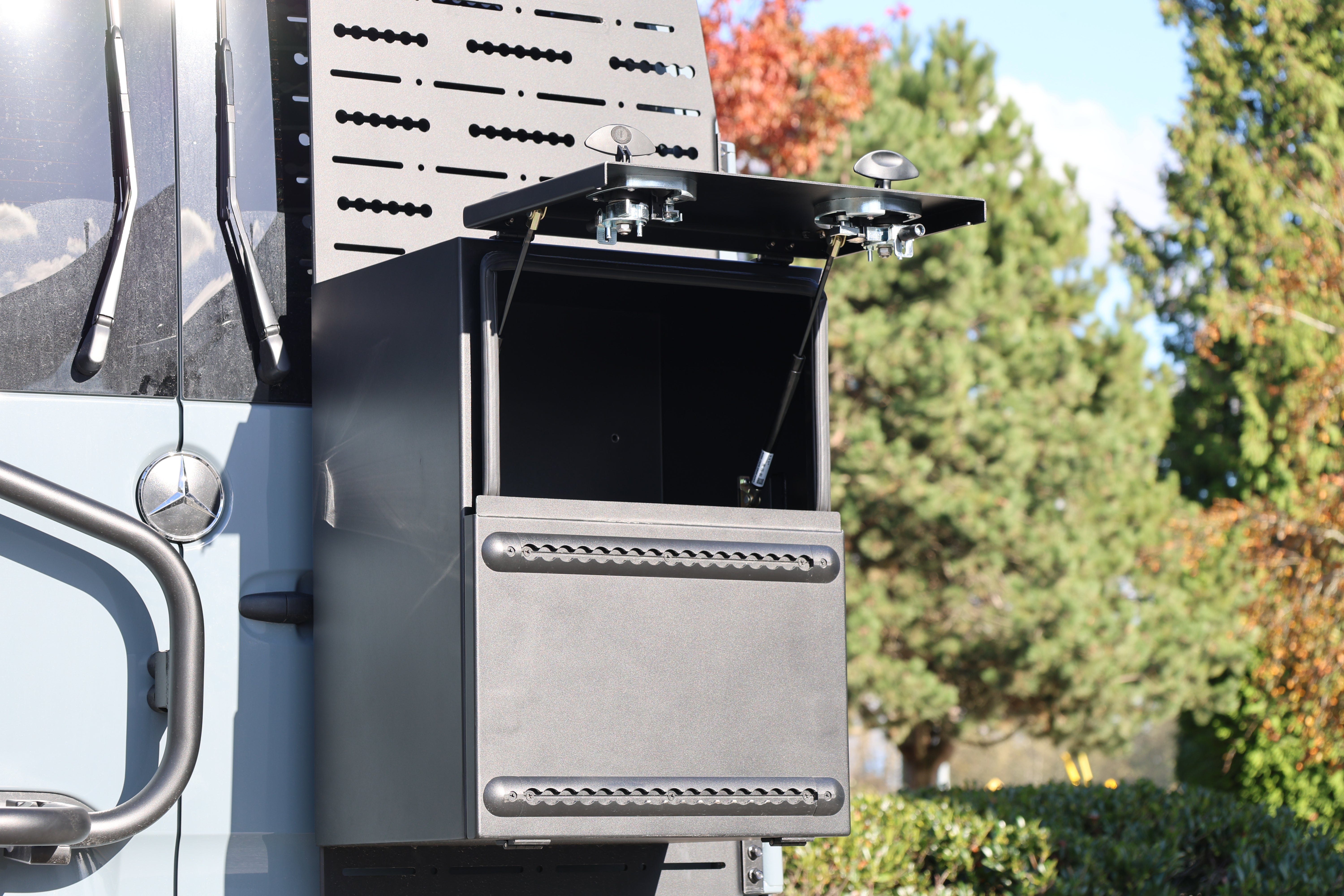 Camper Van Rear Door Aluminum Storage Box | Split Door