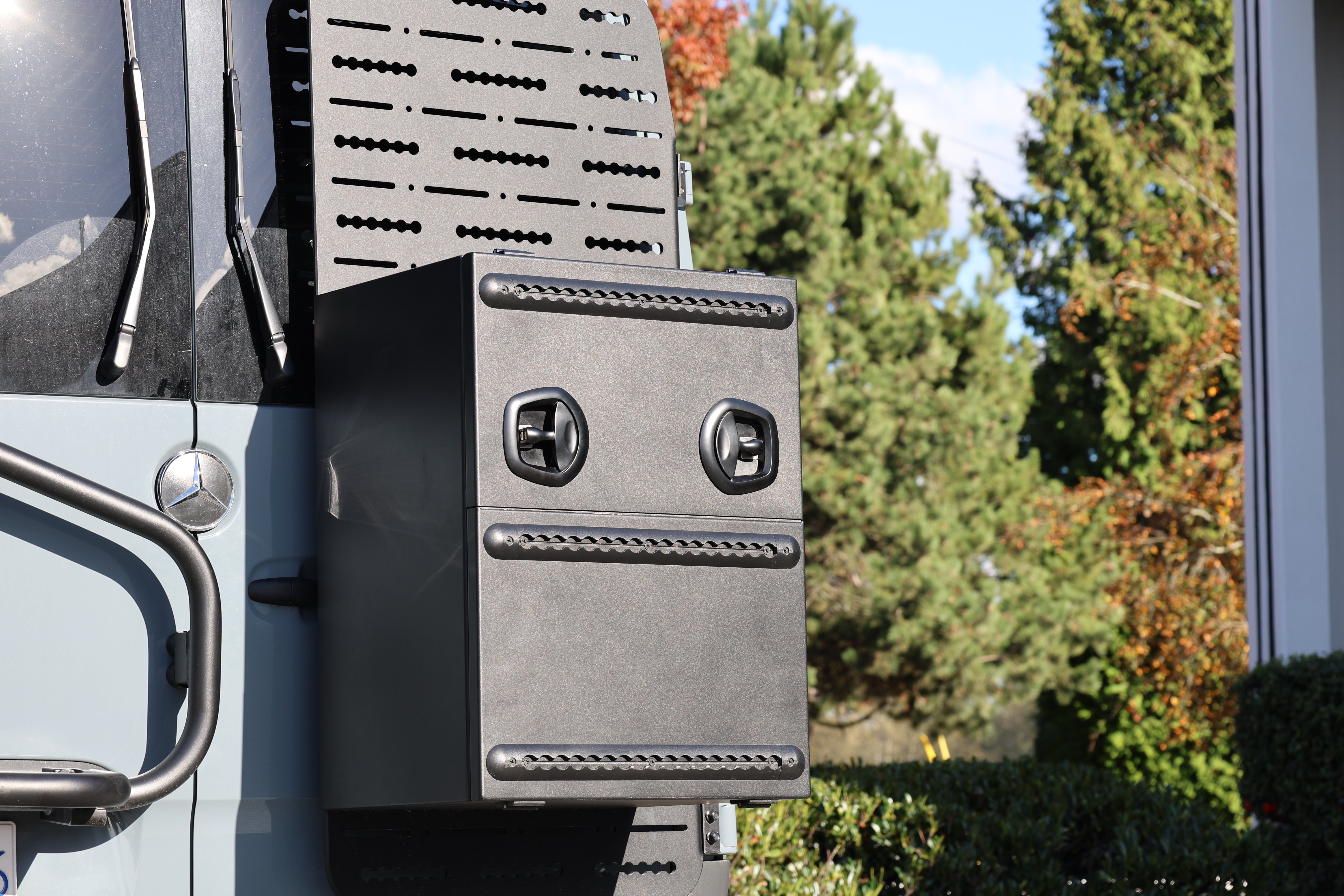 Camper Van Rear Door Aluminum Storage Box | Split Door