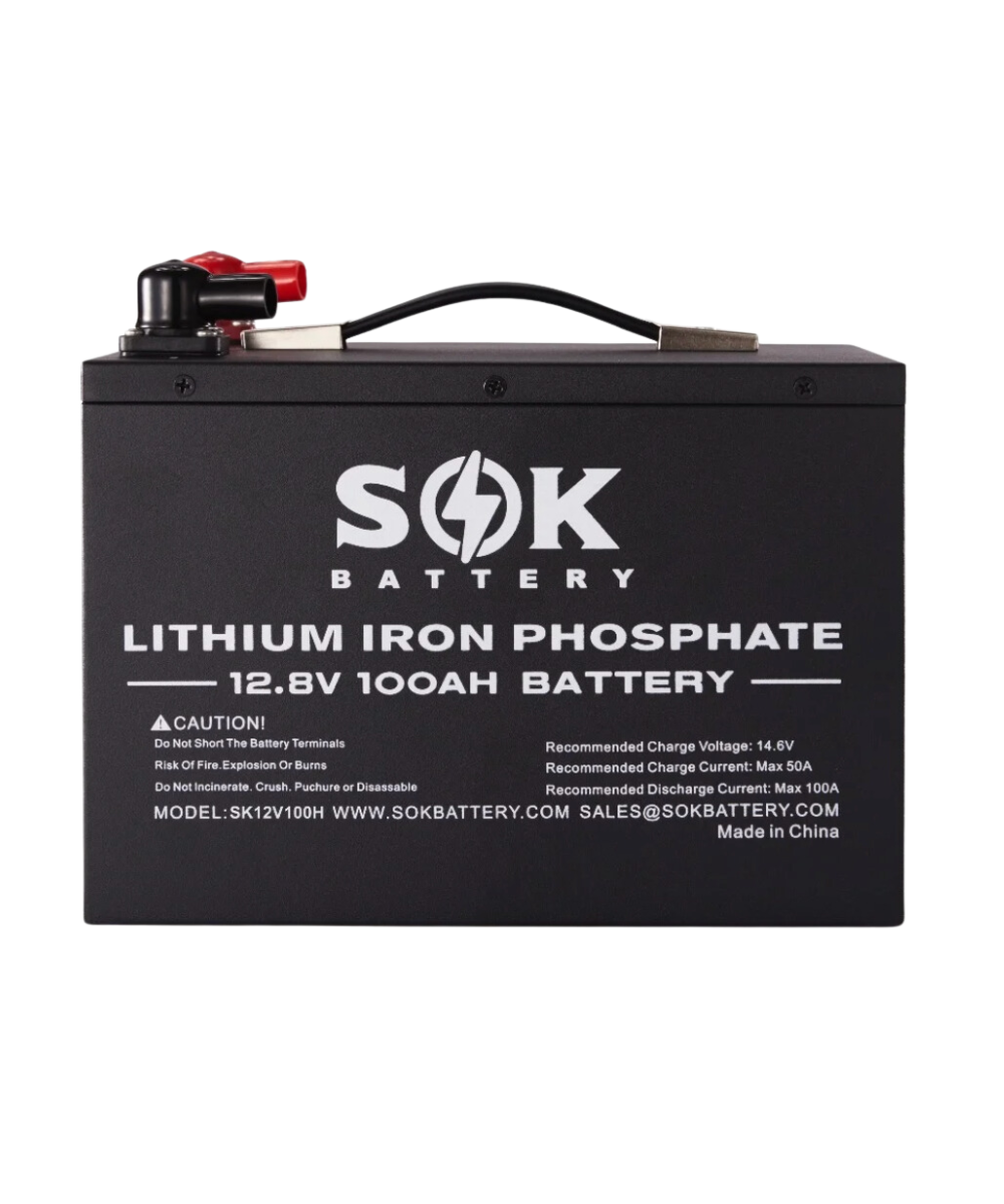 SOK 100Ah | SK12V100H. 12Volt LiFePO4 Battery, Metal Case. Built-in Heater