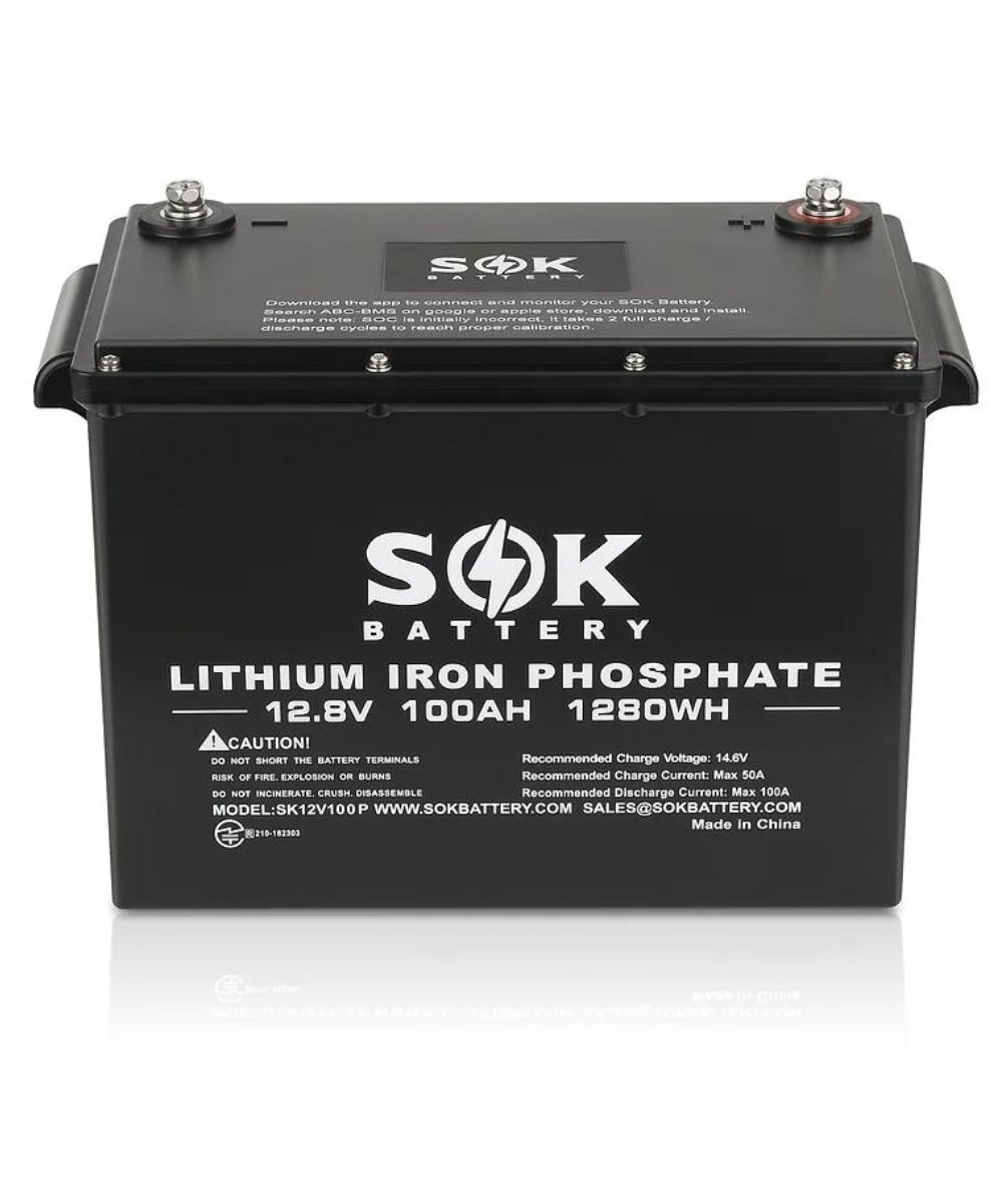 SOK 100Ah | SK12V100P 12Volt LiFePO4 Battery, Marine Grade Plastic Case. Non- Heated