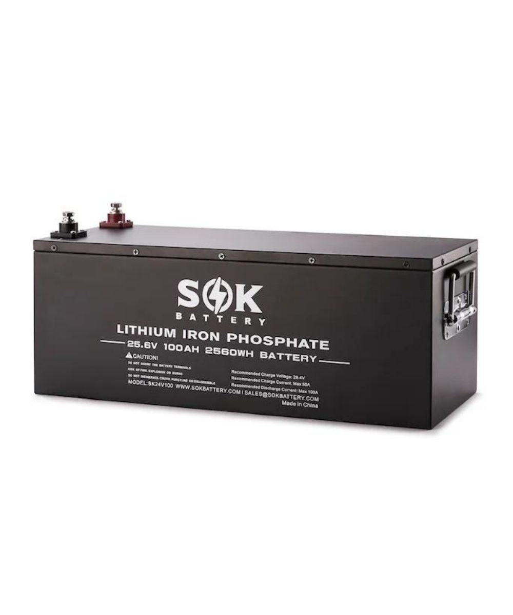 SOK 100Ah | SK24V100 24Volt LiFePO4 Battery, Metal Case. Non-Heated